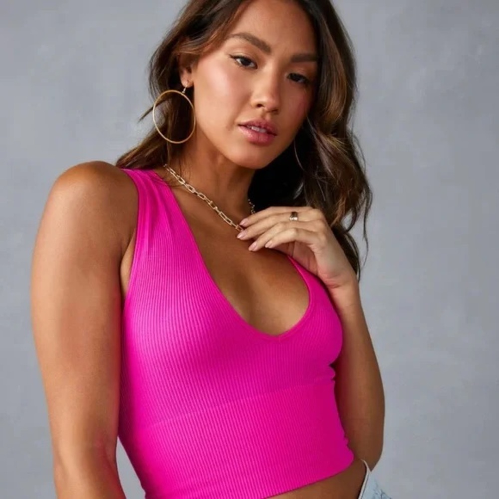 Urban Outfitters Pink Seamless V-Neck Tank Top